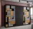 Grande armoire avec trois portes Aletschhorn 06, Couleur : Noir mat - Dimensions : 200 x 250 x 62 cm (h x l x p), avec 10 compartiments et deux tringles à vêtements