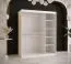 Armoire avec design moderne en marbre Hochfeiler 11, Couleur : Blanc / Marbre blanc - Dimensions : 200 x 150 x 62 cm (h x l x p), avec cinq casiers et deux tringles à vêtements