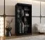 Armoire à portes coulissantes / Penderie Signalkuppe 03, Couleur : Noir, largeur 1 mètre, deux tringles à vêtements, cinq casiers, une porte miroir