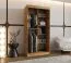 Penderie / Couleur : Chêne artisan / 2 tringles / 5 compartiments / 100 x 62 x 200 cm / Porte miroir décorative / Armoire à portes coulissantes / Détails modernes