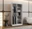Penderie / Blanc mat / 2 tringles / 5 compartiments / 100 x 62 x 200 cm / Porte miroir décorative / Armoire à portes coulissantes / Détails modernes