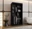 Penderie / Noir mat / 2 tringles / 5 compartiments / 100 x 62 x 200 cm / Porte miroir décorative / Armoire à portes coulissantes / Détails modernes