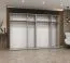 Armoire penderie 3 m Korab 107 | Noir | Soft-Close | 2 portes miroir | Poignées dorées