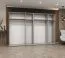 Armoire penderie à portes battantes Korab 158 | Blanc | 3 m de large | 6 portes miroir | Fermeture douce | 4 compartiments