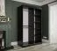 Armoire noble avec porte miroir Etna 77, Couleur : Noir mat / Marbre noir - Dimensions : 200 x 120 x 62 cm (h x l x p), avec cinq casiers