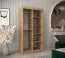 Armoire à portes coulissantes Aletschhorn 01, une porte miroir, Couleur : Chêne Artisan, largeur 1 mètre, cinq casiers, deux tringles, penderie, rails en aluminium