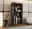 Armoire à portes coulissantes / Penderie à vêtements / Couleur : Noyer / Cinq casiers / Une porte miroir / 1 mètre de large / Deux tringles à vêtements / Rails en aluminium