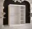 Armoire avec porte miroir Liskamm 34, Couleur : Blanc mat / Noir mat - Dimensions : 200 x 150 x 62 cm (h x l x p), avec cinq casiers et deux tringles à vêtements