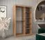 Armoire à portes coulissantes avec une porte miroir Musala 05, Couleur : Chêne Artisan, largeur 1,2 mètres, cinq casiers, deux tringles à vêtements, rails en aluminium, penderie