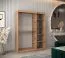 Armoire à portes coulissantes avec une porte miroir Musala 09, Couleur : Chêne Artisan, largeur 1,5 m, cinq casiers, deux tringles à vêtements, rails en aluminium, penderie