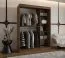 Penderie / Armoire à portes coulissantes / Couleur : Noyer / Porte avec miroir ovale / 1,5 mètre de large / Cinq casiers / Deux tringles à vêtements