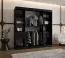 Armoire à portes coulissantes Ortler 13 | 2 mètres | 10 compartiments | 2 penderies | Noir | Portes en verre fumé