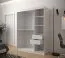 Armoire au design moderne Dom 88, Couleur : Blanc mat / Noir mat - Dimensions : 200 x 150 x 62 cm (h x l x p), avec une porte à miroir