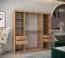 Armoire à portes coulissantes Aletschhorn 17, une porte miroir, Couleur : Chêne Artisan, largeur 2 mètres, 10 compartiments, deux tringles à vêtements, armoire, rails en aluminium