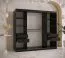 Armoire moderne avec grand espace de rangement Liskamm 43, Couleur : Noir mat / Blanc mat - Dimensions : 200 x 200 x 62 cm (h x l x p), avec une porte à miroir