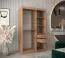 Armoire à portes coulissantes avec une porte miroir Musala 05, Couleur : Chêne Artisan, largeur 1,2 mètres, cinq casiers, deux tringles à vêtements, rails en aluminium, penderie
