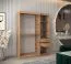Armoire à portes coulissantes avec une porte miroir Musala 09, Couleur : Chêne Artisan, largeur 1,5 m, cinq casiers, deux tringles à vêtements, rails en aluminium, penderie
