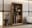 Armoire à portes coulissantes Moldoveanu 01, Couleur : Chêne Artisan, largeur 1 mètre, cinq casiers, deux tringles, penderie, une porte avec miroir ovale
