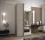 Armoire / Armoire à portes coulissantes | 6 compartiments | Fermeture amortie | Couleur : cachemire | 245,5 x 100 x 64 cm | 2 tringles à vêtements | 2 portes coulissantes | Miroir