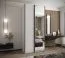 Penderie / Armoire à portes coulissantes / 2 portes coulissantes / 245,5 x 120 x 64 cm / 6 compartiments / Soft-Close / Miroir / 2 tringles à vêtements / Couleur : Blanc