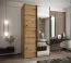 Armoire / Armoire à portes coulissantes | 6 compartiments | Fermeture en douceur | 245,5 x 130 x 64 cm | 2 tringles à vêtements | Couleur : chêne Artisan | Miroir | 2 portes coulissantes