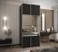 Armoire / Armoire à portes coulissantes | 245,5 x 110 x 64 cm | Miroir | Fermeture en douceur | Couleur : noir | Fermeture en douceur | 2 tringles à vêtements | 2 portes coulissantes