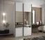 Penderie / Armoire à portes coulissantes / 245,5 x 130 x 64 cm / 2 portes coulissantes / Soft-Close / 2 tringles à vêtements / Miroir / Couleur : Blanc / 6 compartiments
