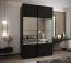 Penderie / Armoire à portes coulissantes / 2 portes coulissantes / 245,5 x 150 x 64 cm / 6 compartiments / Miroir / Fermeture en douceur / 2 tringles à vêtements / Couleur : Noir