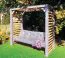 Banc suspendu / balançoire Tagetes en bois de sapin, laqué gris/blanc crème, 198 x 220 x 88 cm, bois massif, balançoire hollywoodienne, balançoire de jardin en bois