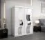 Armoire à portes coulissantes / Penderie Hacho 03 avec miroir, Couleur : Blanc mat - Dimensions : 200 x 150 x 62 cm ( H x L x P)