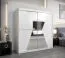 Armoire à portes coulissantes / Penderie Naranco 05 avec miroir, Couleur : Blanc mat - Dimensions : 200 x 200 x 62 cm ( H x L x P )