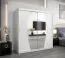 Armoire à portes coulissantes / Penderie Calvitero 05 avec miroir, Couleur : Blanc mat - Dimensions : 200 x 200 x 62 cm ( H x L x P)