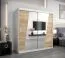 Armoire penderie à portes coulissantes Guajara 05 avec miroir | Blanc mat & Chêne Sonoma | 200 x 200 x 62 cm