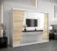 Armoire à portes coulissantes Guajara 06 avec miroir | Blanc mat & Chêne Sonoma | 200 x 250 x 62 cm
