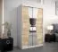 Armoire penderie à portes coulissantes Naranco 02 avec miroir | Blanc mat & Chêne Sonoma | 200 x 120 x 62 cm
