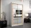 Armoire à portes coulissantes / Penderie Aizkorri 02B avec miroir, Couleur : Blanc mat / Chêne de Sonoma - Dimensions : 200 x 120 x 62 cm (H x L x P)