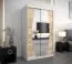 Armoire à portes coulissantes Calvitero 02 avec miroir | Blanc mat & Chêne Sonoma | 200 x 120 x 62 cm