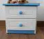 Table de nuit en pin massif, laqué blanc bleu 005 - Dimensions 39 x 43 x 33 cm (H x L x P)