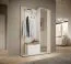 Vestiaire sobre avec porte miroir Leeds 02, Couleur : Blanc / Chêne artisan - Dimensions : 192 x 131 x 40 cm (H x L x P)