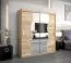 Armoire à portes coulissantes / Penderie Robinyera 04 avec miroir, Couleur : Chêne de Sonoma - Dimensions : 200 x 180 x 62 cm ( H x L x P)