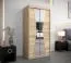 Armoire à portes coulissantes avec miroir Naranco 01 | Chêne Sonoma | 200 x 100 x 62 cm