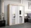 Armoire à portes coulissantes / Penderie Polos 04 avec miroir, Couleur : Chêne de Sonoma / Blanc mat - Dimensions : 200 x 180 x 62 cm (H x L x P)