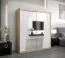 Armoire penderie à portes coulissantes Guajara 04 avec miroir | Espace optimisé | Chêne Sonoma / Blanc mat | 200 x 180 x 62 cm