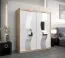 Armoire penderie à portes coulissantes Hacho 04 avec miroir | Chêne Sonoma / Blanc mat | 200 x 180 x 62 cm