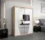 Armoire penderie à portes coulissantes Calvitero 03 avec miroir | Chêne Sonoma / Blanc mat | 200 x 150 x 62 cm