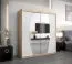 Armoire portes coulissantes Calvitero 04 avec miroir | Espace optimisé | Chêne Sonoma / Blanc mat | 200 x 180 x 62 cm