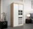 Armoire penderie à portes coulissantes Aizkorri 01A avec miroir | Chêne Sonoma / Blanc mat | 200 x 100 x 62 cm