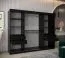 250 cm de large Armoire à portes coulissantes avec 3 portes | 10 casiers | 2 tringles à vêtements | Couleur: Blanc / Noir Abbildung