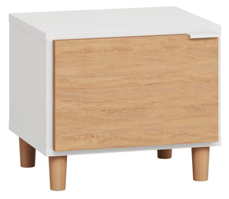 Table de chevet Arbolita 43 | Blanc & Chêne | 40 x 45 x 40 cm | Design moderne, Soft Close