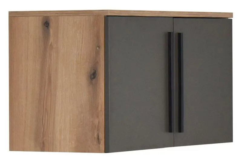 Rehausse pour armoire à portes battantes/ Penderie Burgos 01, Couleur : Chêne / Gris - 45 x 80 x 38 cm (h x l x p)